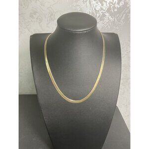 Gold-Tone Herringbone Chain Necklace 18" With Lobster Clasp For Women